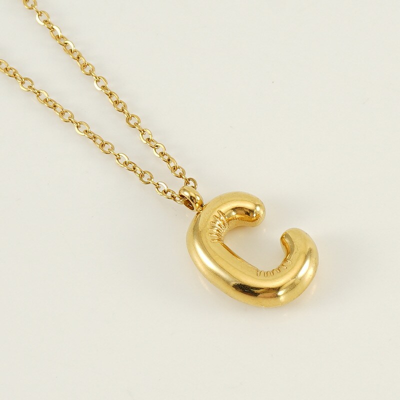 Gold color / 1 Piece Simple Series Simple Letter C Stainless Steel 18K Gold Plated Women's Pendant Necklaces Picture3